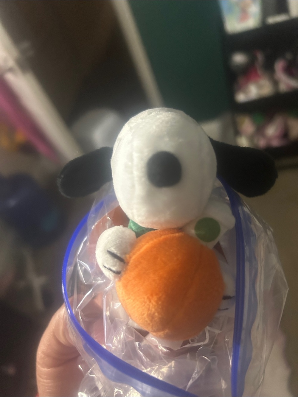 Starbucks Snoopy Plush Keychain with Orange Pumpkin and Green Collar - Picture 6 of 6